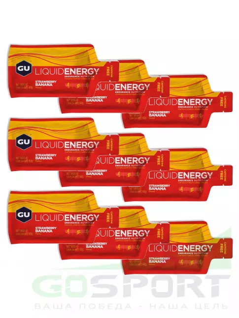 Гель питьевой GU ENERGY GU Liquid Enegry Gel no caffeine 9 саше x 60 g, Клубника-банан