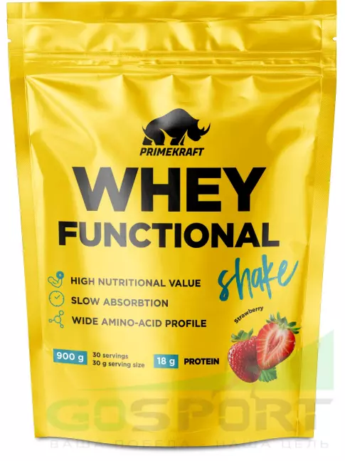 Сывороточный протеин PRIMEKRAFT Whey Functional 900 г, Клубника