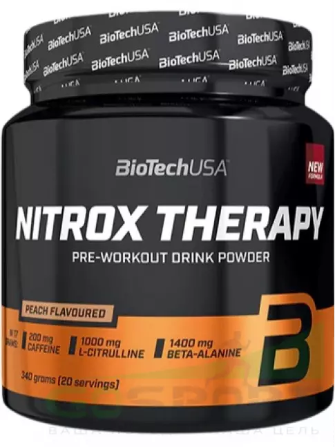 Предтреник в порошке BioTechUSA Nitrox Therapy 340 г, Персик
