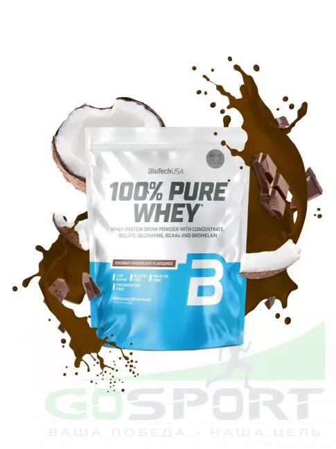 Сывороточный протеин BioTechUSA 100% Pure Whey 1000 г, Шоколад-кокос