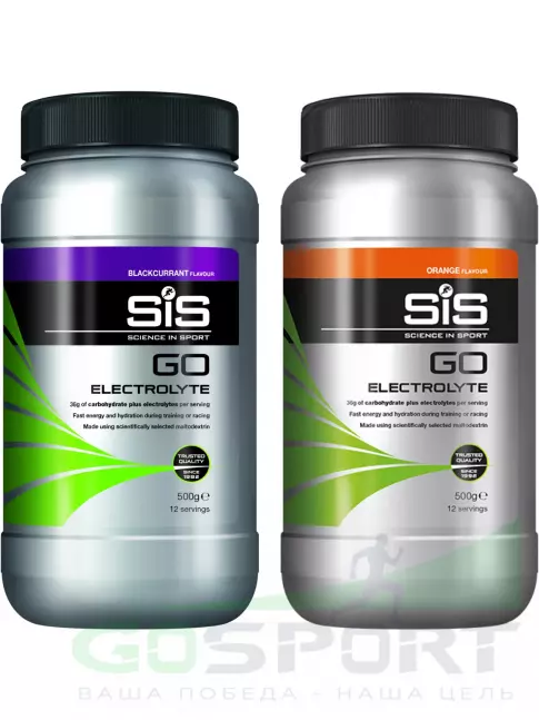 Изотоник SCIENCE IN SPORT (SiS) GO Electrolyte Powder 2 x 500 г, Черная смородина, Апельсин