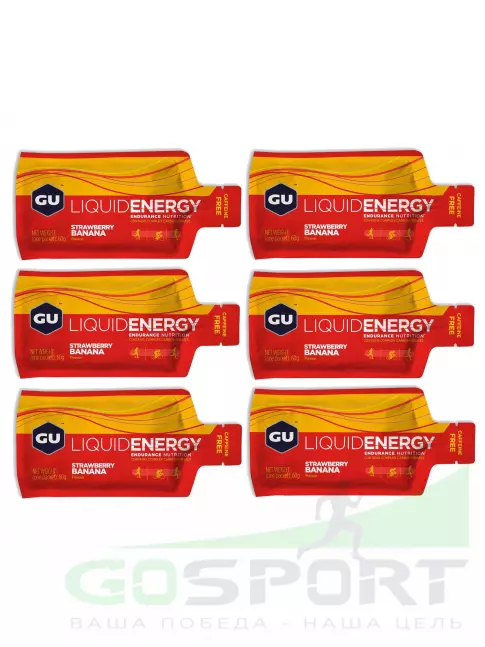 Гель питьевой GU ENERGY GU Liquid Enegry Gel no caffeine 6 саше x 60 g, Клубника-банан