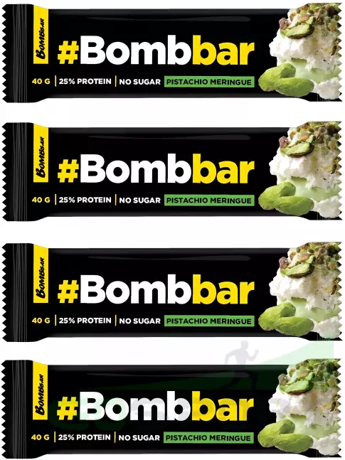 Протеиновый батончик BombBar Батончики в шоколаде без сахара 4 x 40 г, Фисташковая меренга
