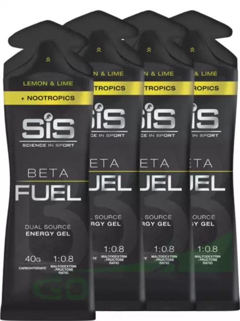 Гель питьевой SCIENCE IN SPORT (SiS) BETA FUEL + Nootropics 4 x 60 мл, Лимон - Лайм