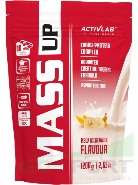 Гейнер ActivLab Mass UP 1200 г, Банан Гейнер ActivLab Mass UP 1200 г, Банан