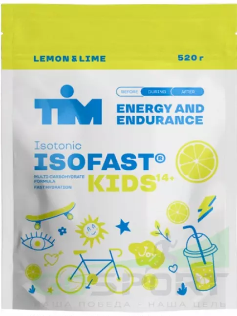Изотоник TIM ISOFAST KIDS 520 г, Лимон-лайм