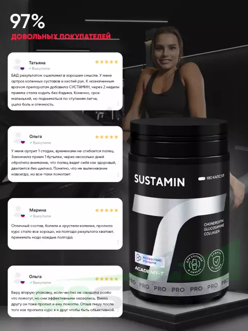 Комплекс хондропротекторов АКАДЕМИЯ-Т SUSTAMIN 180 капсул