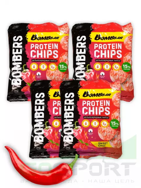 Чипсы BombBar Protein Chips 4 x 50 г, Сладкий чили