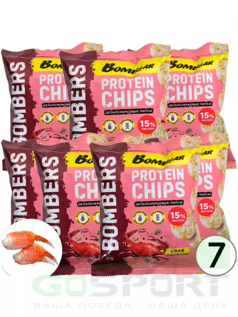 Чипсы BombBar Protein Chips 7 x 50 г, Краб