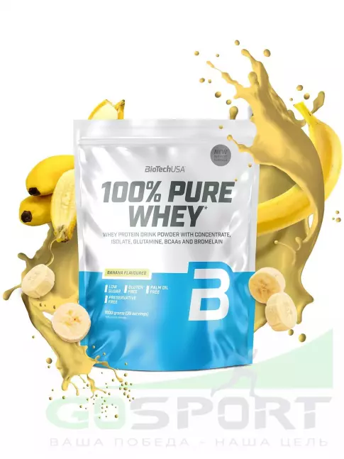 Сывороточный протеин BioTechUSA 100% Pure Whey 1000 г, Банан