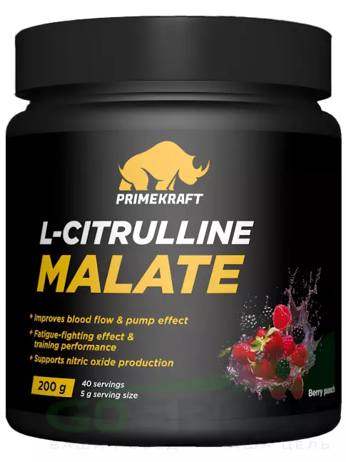 Цитруллин PRIMEKRAFT L-Citrullune Malate 4700 mg 200 г, Ягодный пунш