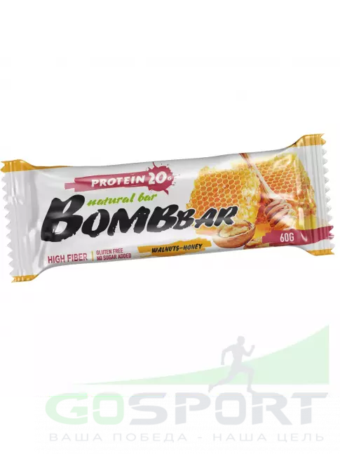 Протеиновый батончик BombBar Protein Bar 60 г, Грецкий орех с медом
