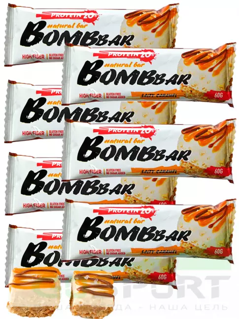 Протеиновый батончик BombBar Protein Bar 7 x 60 г, Соленая карамель