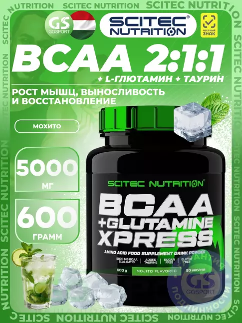 BCAA  + Glutamin Scitec Nutrition BCAA + Glutamine Xpress 600 г, Мохито