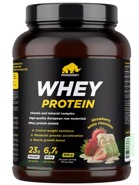 Сывороточный протеин PRIMEKRAFT Whey Protein 900 г, Клубника-белый шоколад Сывороточный протеин PRIMEKRAFT Whey Protein 900 г, Клубника-белый шоколад