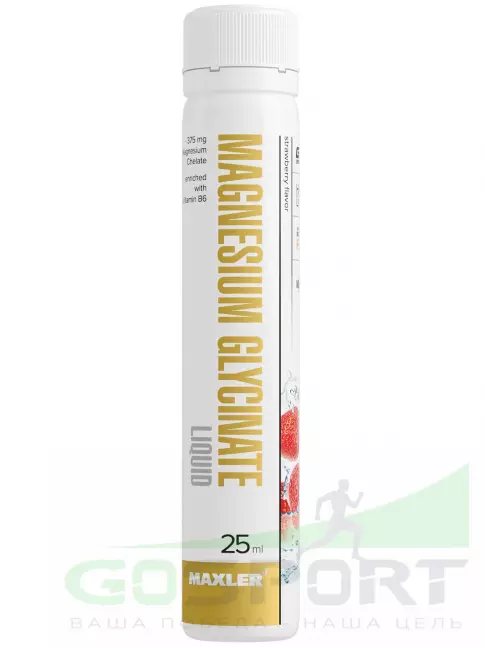 MAXLER Magnesium Glycinate Liquid 14 x 25 мл, Клубника  MAXLER Magnesium Glycinate Liquid 14 x 25 мл, Клубника