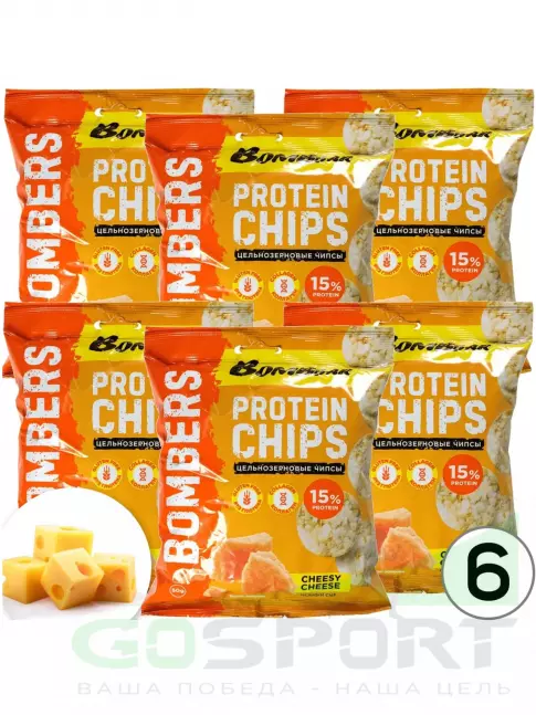 Чипсы BombBar Protein Chips 6 x 50 г, Нежный сыр