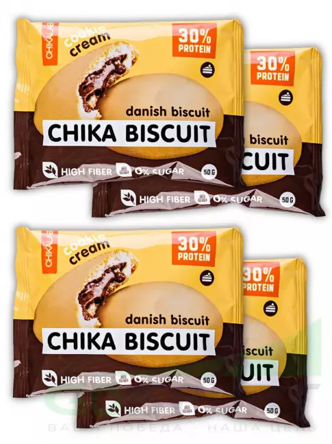 Протеиновый батончик Chikalab Бисквитное печенье Chika Biscuit 4 х 50 г, Датский бисквит