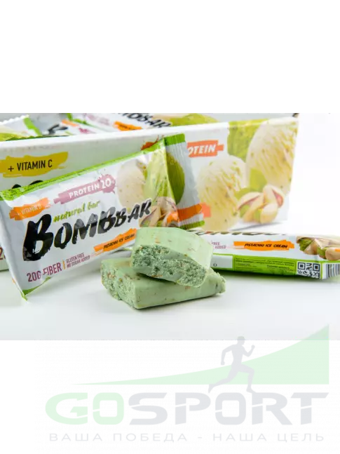 Протеиновый батончик BombBar Protein Bar 20 x 60 г, Фисташковый-Пломбир