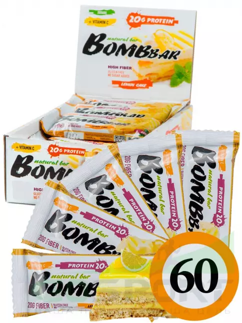 Протеиновый батончик BombBar Protein Bar 60 x 60 г, Лимонный торт