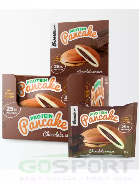 Протеиновый батончик BombBar Панкейк протеиновый 10 x 40 г, Шоколадный крем