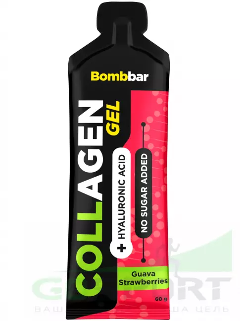 Гель питьевой BombBar Collagen gel + hyaluronic acid 25 x 60 г, Гуава-Клубника