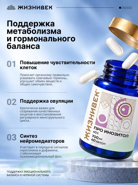 Витамины группы B Жизнивек Про инозитол 700 мг 60 капсул Витамины группы B Жизнивек Про инозитол 700 мг 60 капсул