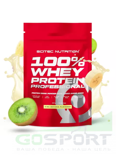 Сывороточный протеин Scitec Nutrition 100% Whey Protein Professional 500 г, Киви-банан