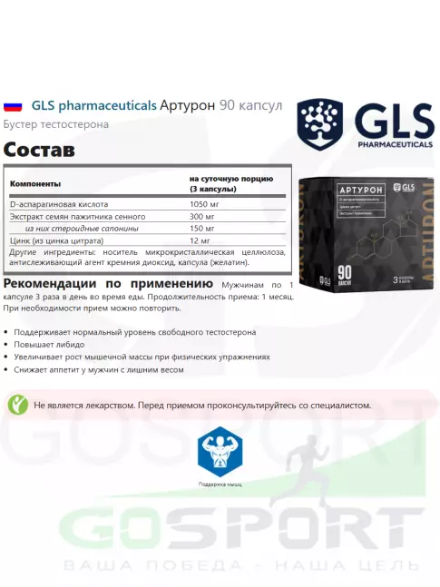  GLS pharmaceuticals Артурон 90 капсул