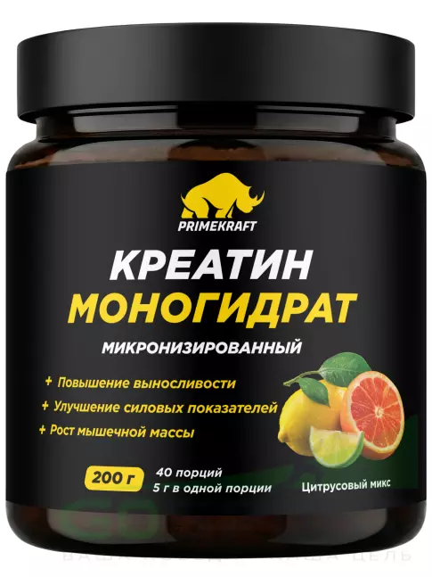 Креатин моногидрат PRIMEKRAFT Creatine Monohydrate 4500 mg 200 г, Цитрусовый микс Креатин моногидрат PRIMEKRAFT Creatine Monohydrate 4500 mg 200 г, Цитрусовый микс
