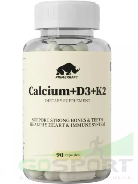 Кальций PRIMEKRAFT Calcium+D3+K2 90 капсул