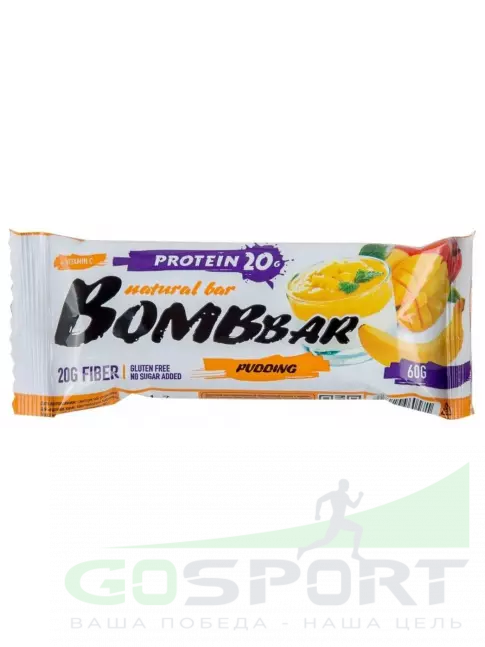 Протеиновый батончик BombBar Protein Bar 20 x 60 г, Пудинг с ароматом манго и банана