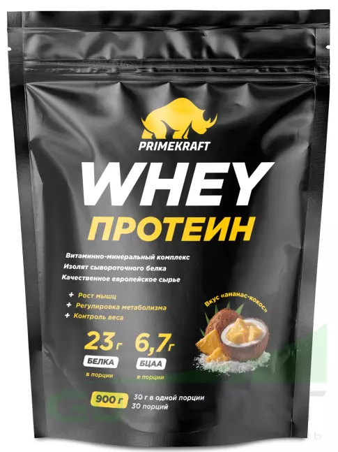 Сывороточный протеин PRIMEKRAFT Whey Protein 900 г, Ананас-кокос Сывороточный протеин PRIMEKRAFT Whey Protein 900 г, Ананас-кокос