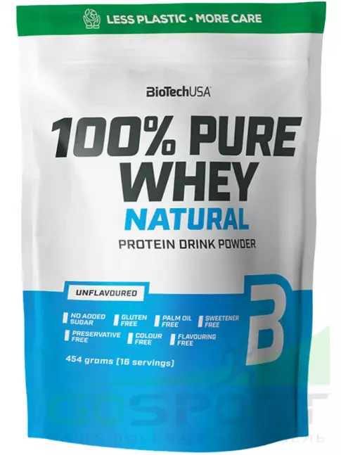 Сывороточный протеин BioTechUSA 100% Pure Whey 454 г, Без вкуса