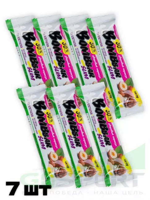 Протеиновый батончик BombBar Protein Bar Slim 7 х 35 г, Фундук-арахис