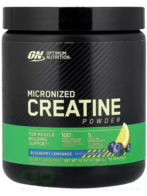 Микронизированный креатин Optimum Nutrition Creatine Micronized Powder 360 г, Черничный лимонад