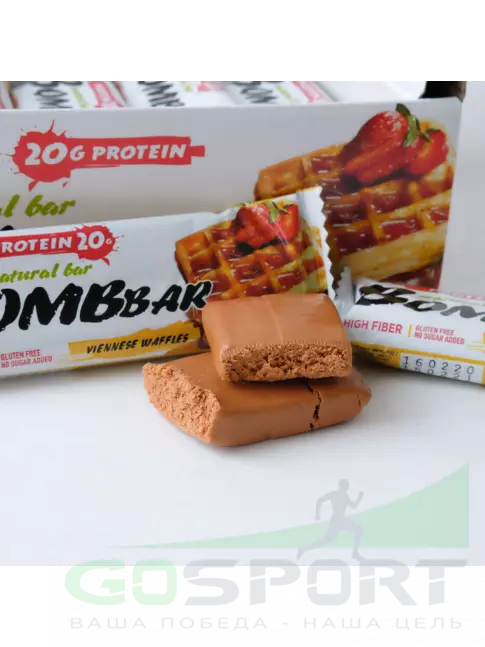 Протеиновый батончик BombBar Protein Bar 60 г, Венские вафли