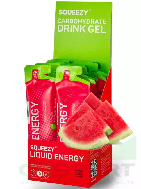Гель питьевой SQUEEZY DRINK GEL no caffeine 12 x 60 мл, Арбуз