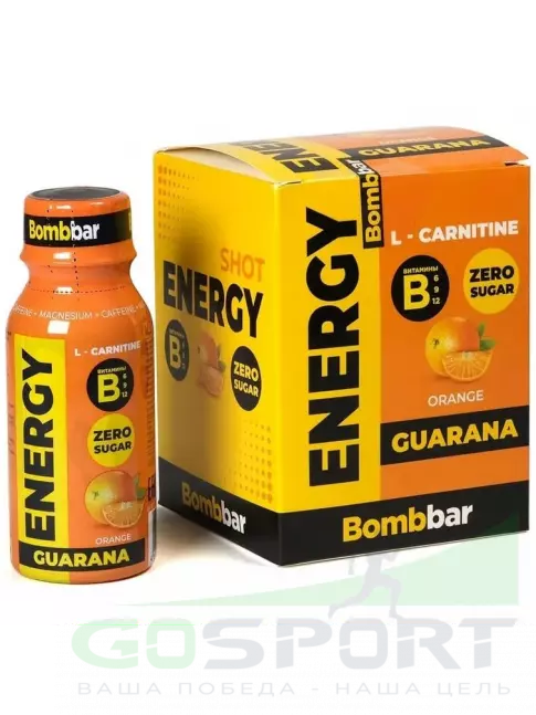 L-Карнитин жидкий BombBar SHOT Energy L-Carnitine Guarana 4 x 100 мл, Апельсин