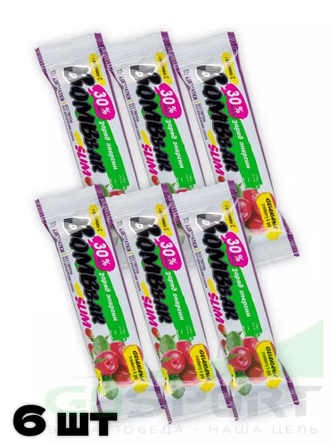 Протеиновый батончик BombBar Protein Bar Slim + гуарана 6 х 35 г, Клюква-годжи Протеиновый батончик BombBar Protein Bar Slim + гуарана 6 х 35 г, Клюква-годжи