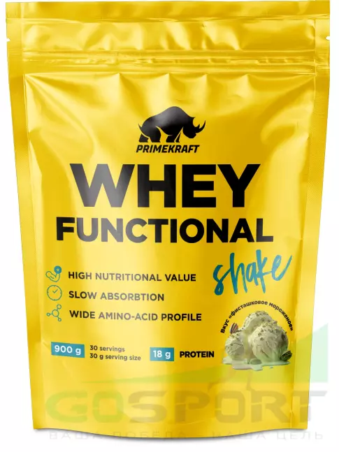 Комплексный протеин PRIMEKRAFT Whey Functional 900 г, Фисташковое мороженое