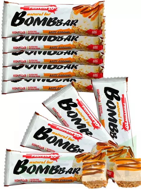 Протеиновый батончик BombBar Protein Bar 9 x 60 г, Соленая карамель