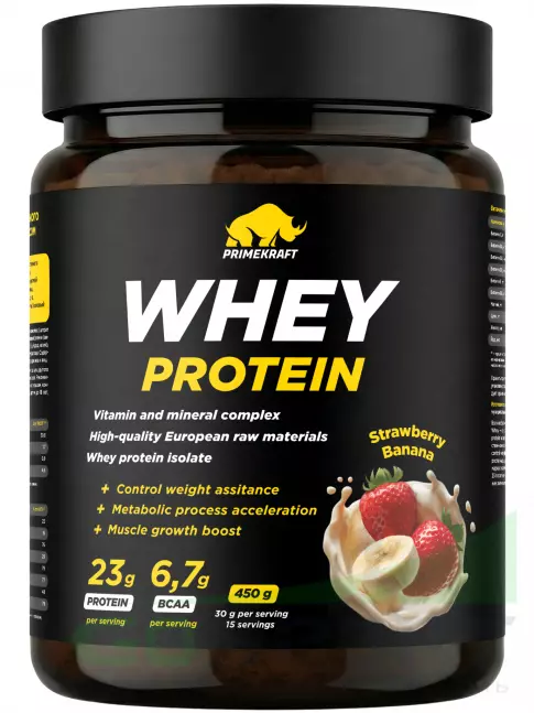 Сывороточный протеин PRIMEKRAFT Whey Protein 450 г, Клубника-банан Сывороточный протеин PRIMEKRAFT Whey Protein 450 г, Клубника-банан