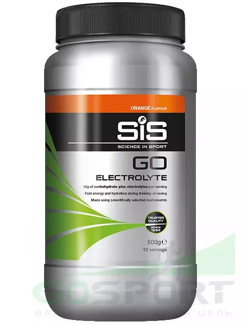 Изотоник SCIENCE IN SPORT (SiS) GO Electrolyte + Бутылочка черная 1 x 500 г, Апельсин