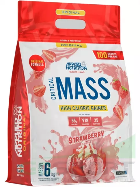 Гейнер Applied Nutrition CRITICAL MASS (Original Formula) 6000 г, Клубника