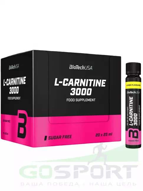 L-Карнитин жидкий BioTechUSA L-Carnitine 3000 mg 20 x 25 мл, Лимон L-Карнитин жидкий BioTechUSA L-Carnitine 3000 mg 20 x 25 мл, Лимон