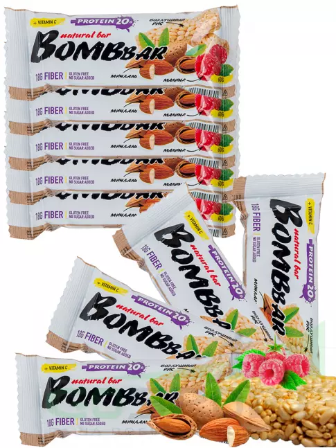 Протеиновый батончик BombBar Protein Bar 9 x 60 г, Рисовый