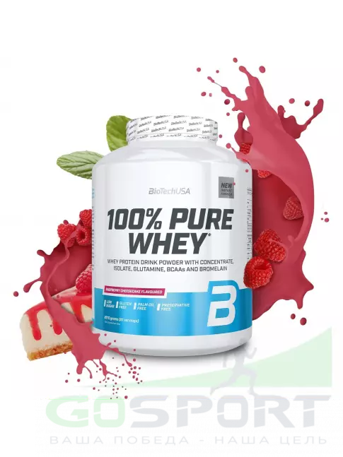 Сывороточный протеин BioTechUSA 100% Pure Whey 2270 г, Малиновый чизкейк