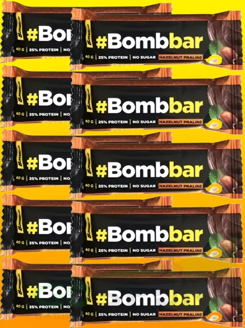Протеиновый батончик BombBar Батончики в шоколаде без сахара 10 x 40 г, Фундучное пралине Протеиновый батончик BombBar Батончики в шоколаде без сахара 10 x 40 г, Фундучное пралине
