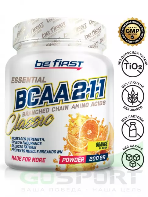 БСАА Be First BCAA Classic Powder 2:1:1 200 г, Апельсин